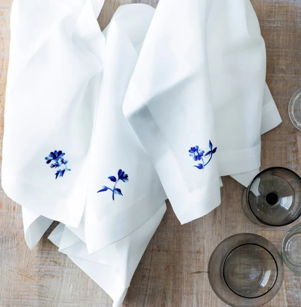 6 servietter med blomster