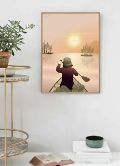 CANOEING ON THE LAKE - poster