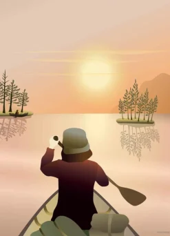 CANOEING ON THE LAKE - poster