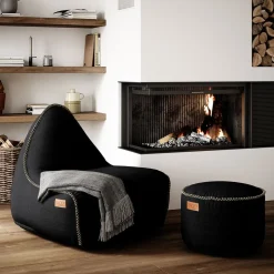 Canvas Lounge Chair & Pouf