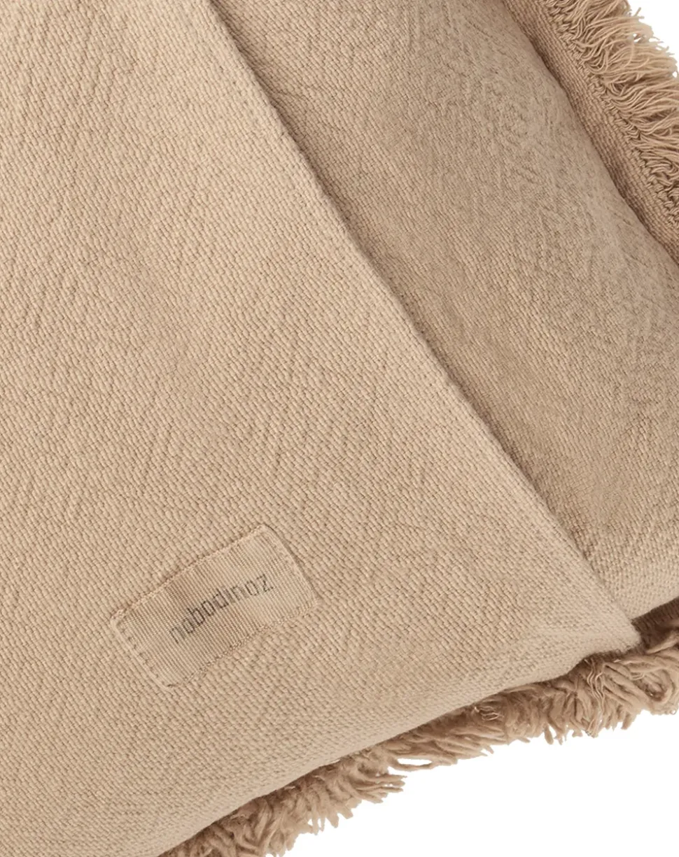 Fringes cushion Landscape in washed cotton