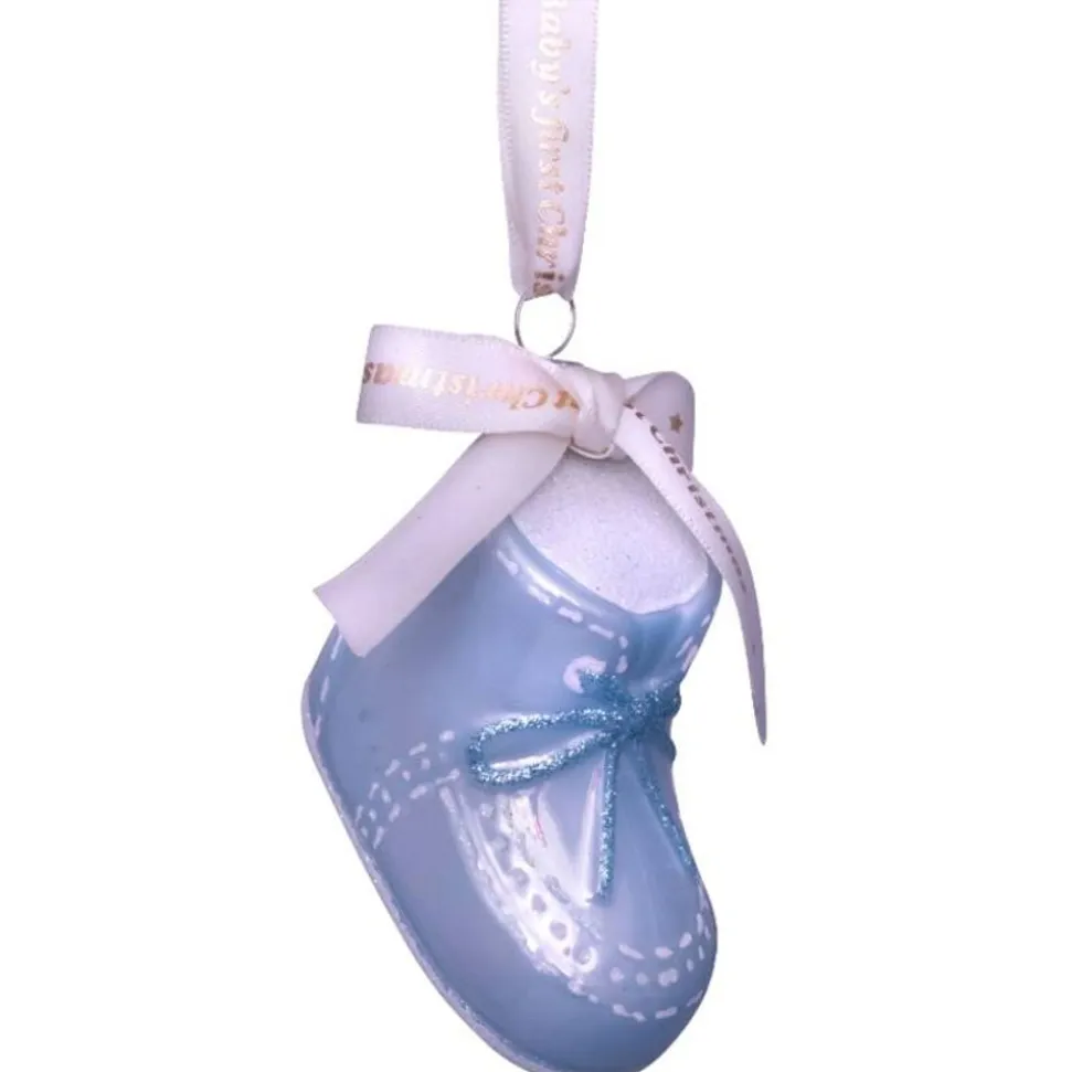 Ornament Glass Blue Baby's First Christmas Shoe