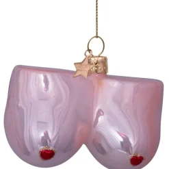 Ornament Glass Mid Pink Boobs w. Heart