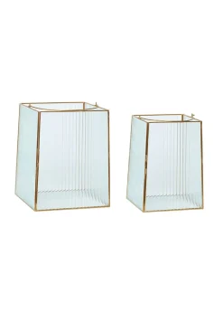 Ripple Lanterns Clear/Brass (set of 2)
