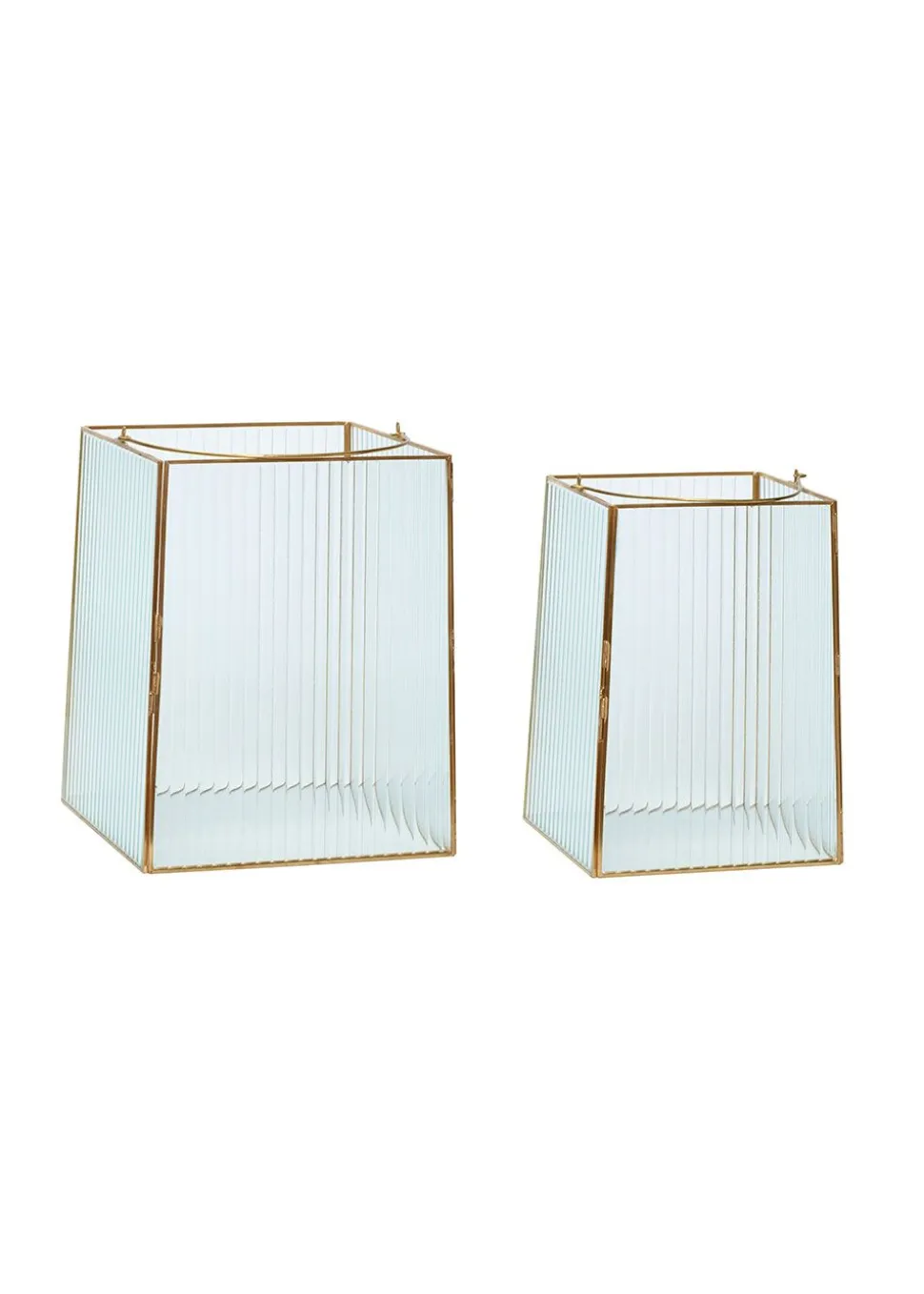 Ripple Lanterns Clear/Brass (set of 2)