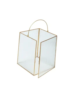Ripple Lanterns Clear/Brass (set of 2)