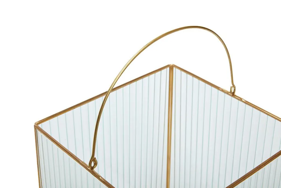 Ripple Lanterns Clear/Brass (set of 2)