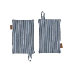 Striped Denim Potholder - Set of 2